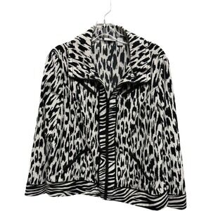 Zenergy By Chico's Mixed Animal Print Jacket sz Large black white track jacket